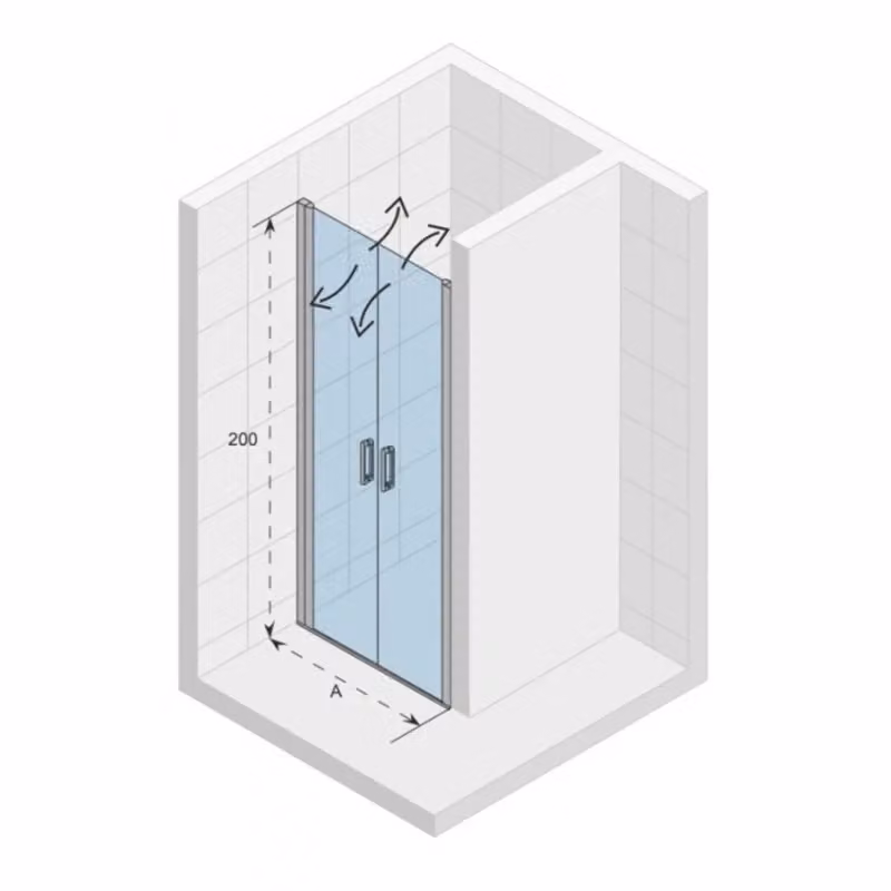Porta Doccia a Doppio Battente in Nicchia RIHO NOVIK con Vetro Trasparente e Rivestimento Easy Clean L: 90 cm, H: 200 cm – 2