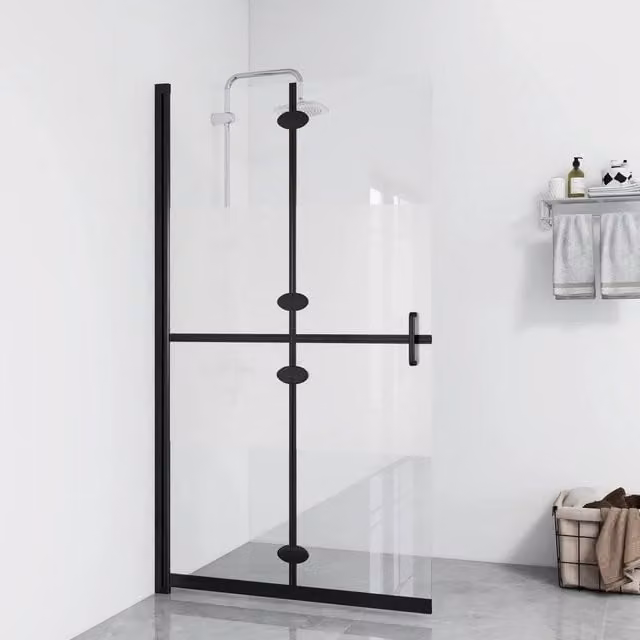 Parete per Doccia Walk-in Pieghevole vidaXL in Vetro Satinato Nero L: 80 cm, H: 190 cm
