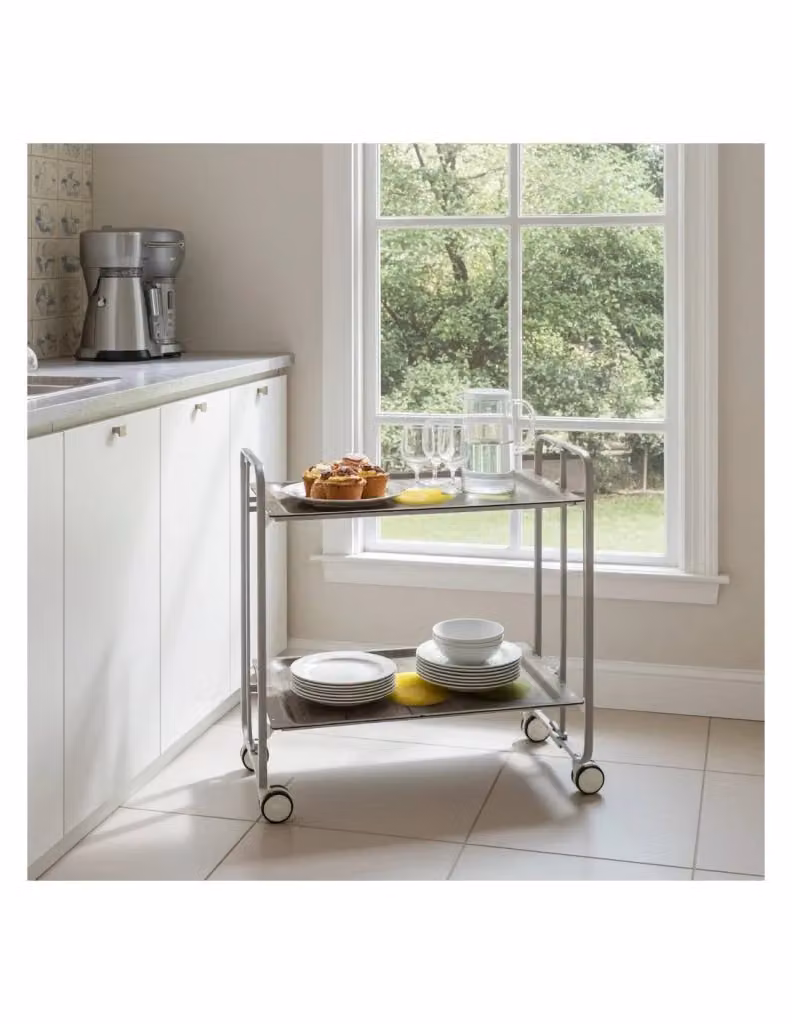Carrello da cucina pieghevole Don Hierro grigio con 2 ripiani e ruote L/P/H: 72 x 43 x 66 cm – 2