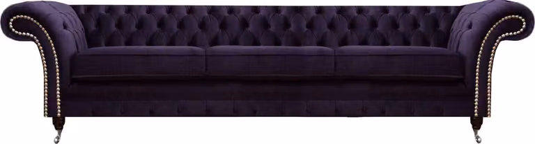 Design Chesterfield Wohnzimmer Dreisitzer Sofa Couch Lila Polstermöbel