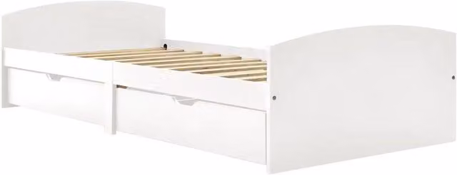Giroletto con 2 Cassetti Bianco in Legno di Pino 90x200 cm 322155