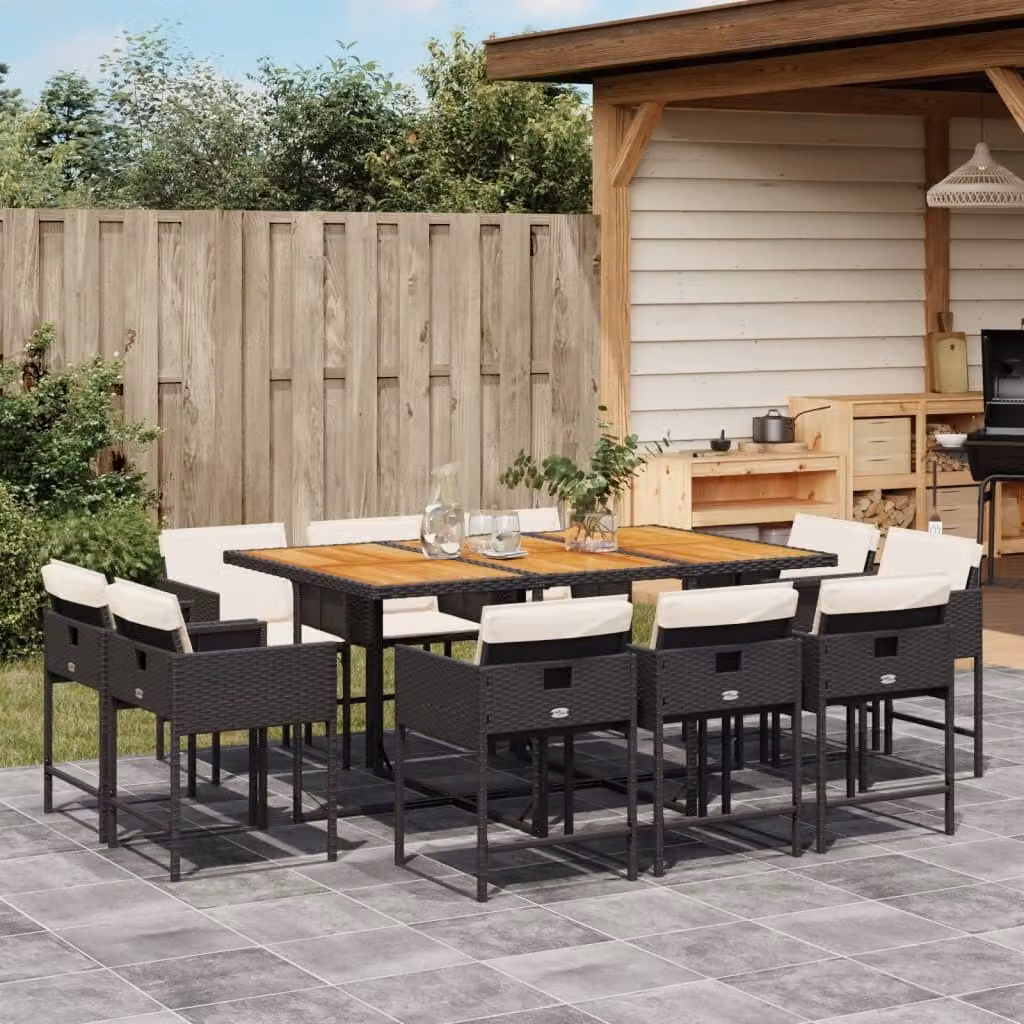 Maison Exclusive - Set da Pranzo da Giardino 11 pz con Cuscini in Polyrattan Nero