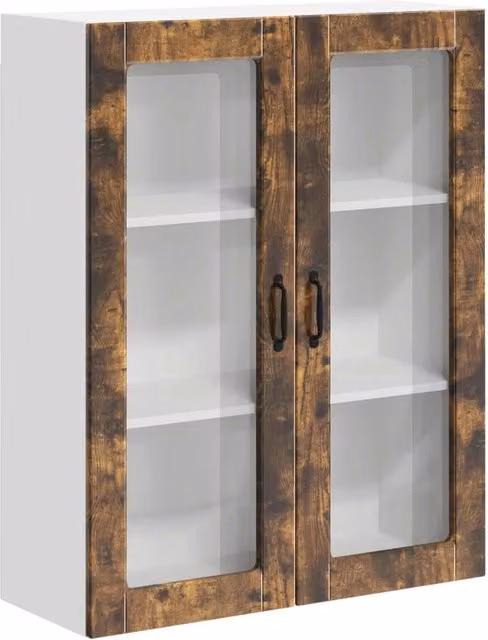Pensile da cucina LUCCA in legno e vetro con ante in vetro fumé, colore marrone, L 80 x P 31 x H 100 cm