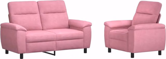 Set di 2 divani moderni vidaXL in tessuto rosa con struttura in metallo per il tuo soggiorno