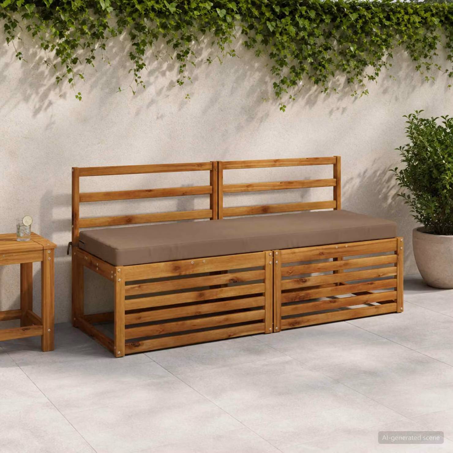 Cuscino per panchina vidaXL SOEST in poliestere con rivestimento rimovibile e resistente ai raggi UV, Tortora
