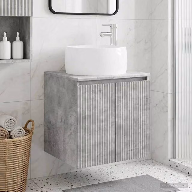 Mobile Lavabo da Parete Grigio Cemento 49,5 x 44,5 x 66 cm 890455