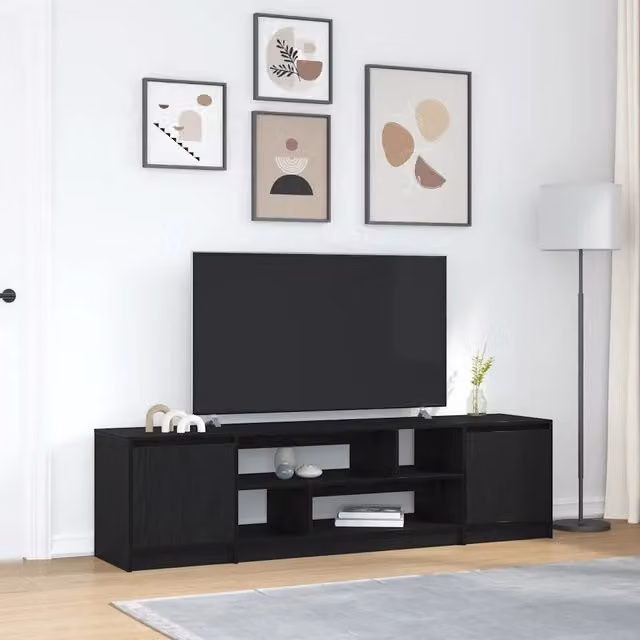 Mobile TV-Credenza per TV-Console TV Rovere Nero 188,5x41x50 cm in Legno Multistrato