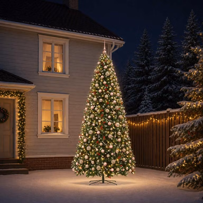 Albero di Natale artificiale con sistema a pieghevole e decorazioni natalizie (palline)