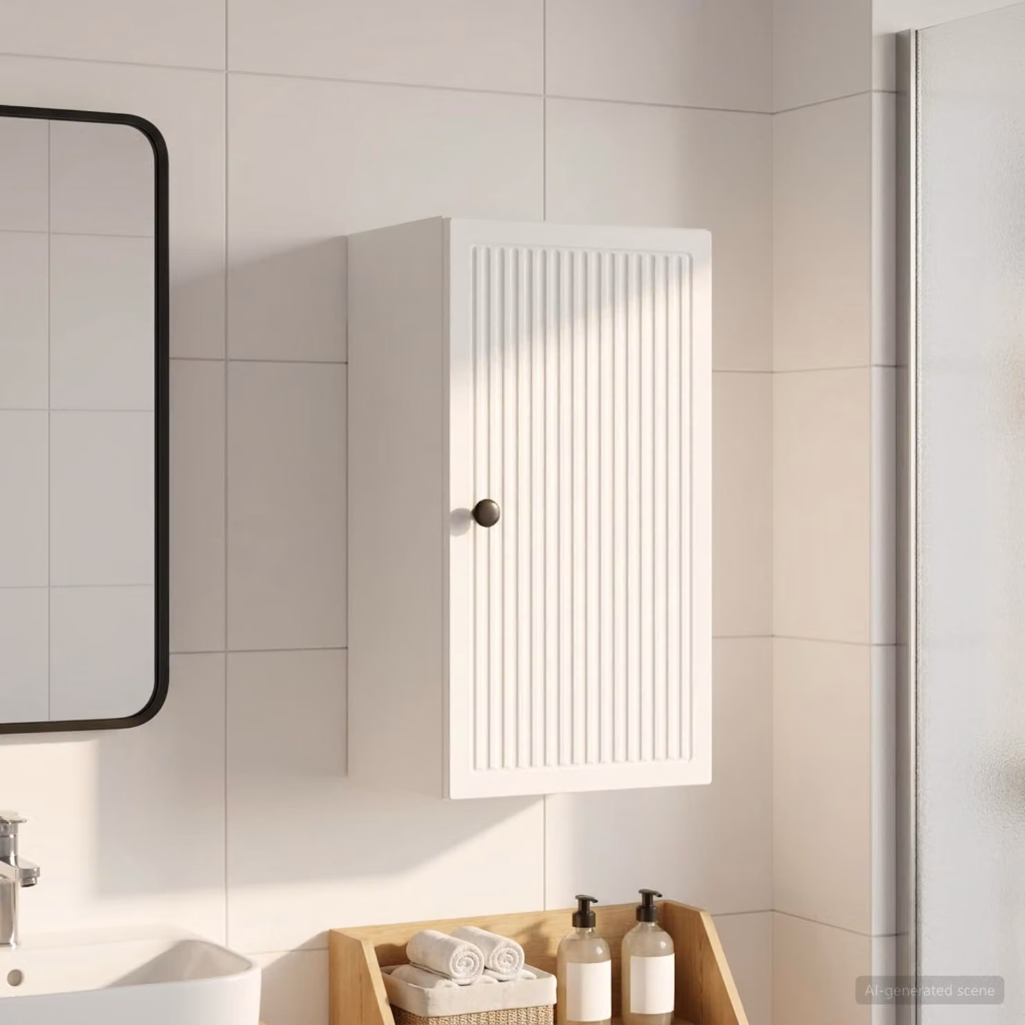 Armadio da bagno a muro vidaXL EDE Bianco con ante a battente e ripiani interni L: 30 cm, P: 31 cm, H: 59 cm