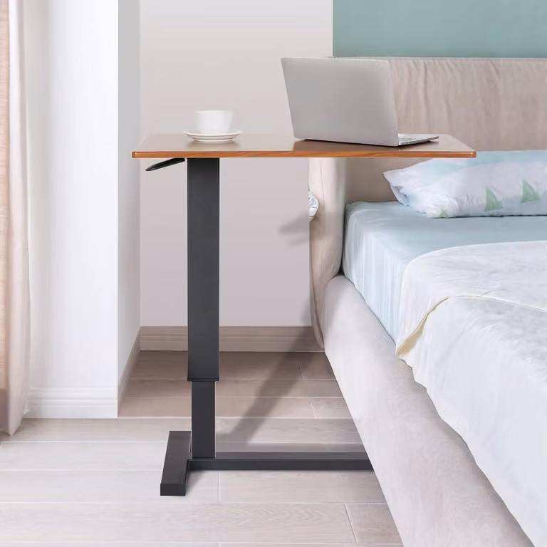 Tavolino per laptop - Tavolino da letto - Tavolino per laptop con rotelle - Tavolino da letto con rotelle - Regolabile in altezza - Legno - 80x40x89,5 cm