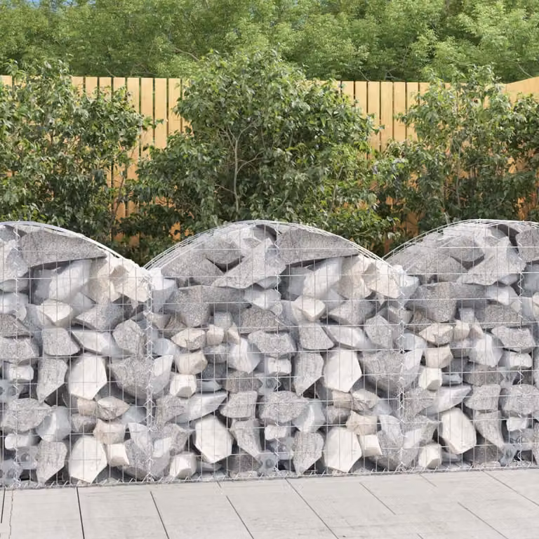 Cesto Gabbione ad Arco vidaXL in Acciaio Zincato Grigio L: 100 cm, P: 50 cm, H: 80/100 cm