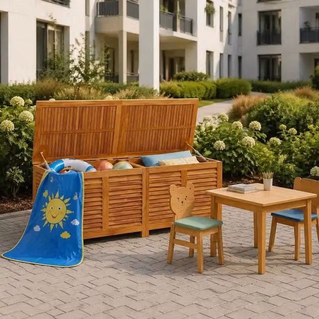Garden Storage Box With Ventilation Slots, 150x50x56 Cm, Solid Acacia Wood