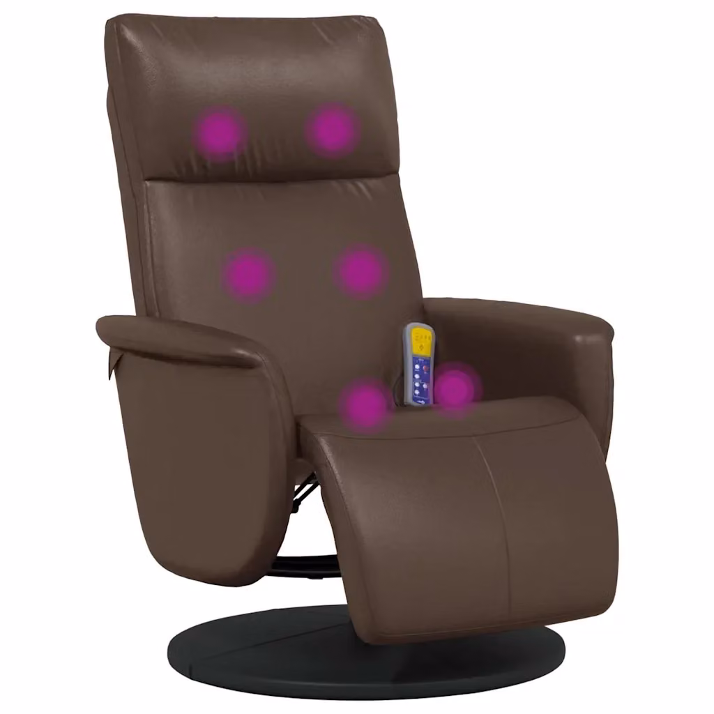 Poltrona Reclinabile Relax vidaXL in Similpelle Marrone con Poggiapiedi e Base Girevole 360 Gradi L/P/H: 71 x 90 x 105 cm – 2