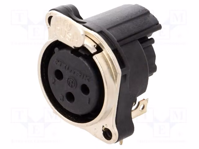 1 connettore PIN: 3, 6A NC3FBH2 - Connettore a montaggio su circuito stampato, femmina, con angolo di 90°