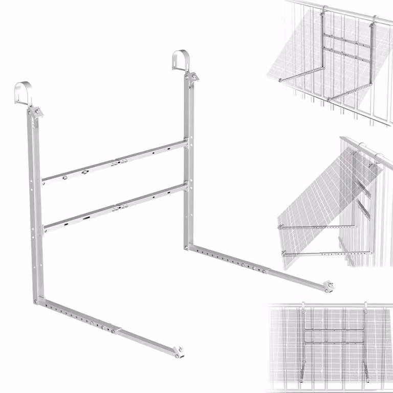 Supporto per impianto solare da balcone, supporto per pannelli solari da 400-550W, regolabile da 15° a 45°, sistema di fissaggio in alluminio per pannelli fotovoltaici con gancio, adatto per balconi, tetti piani e pareti