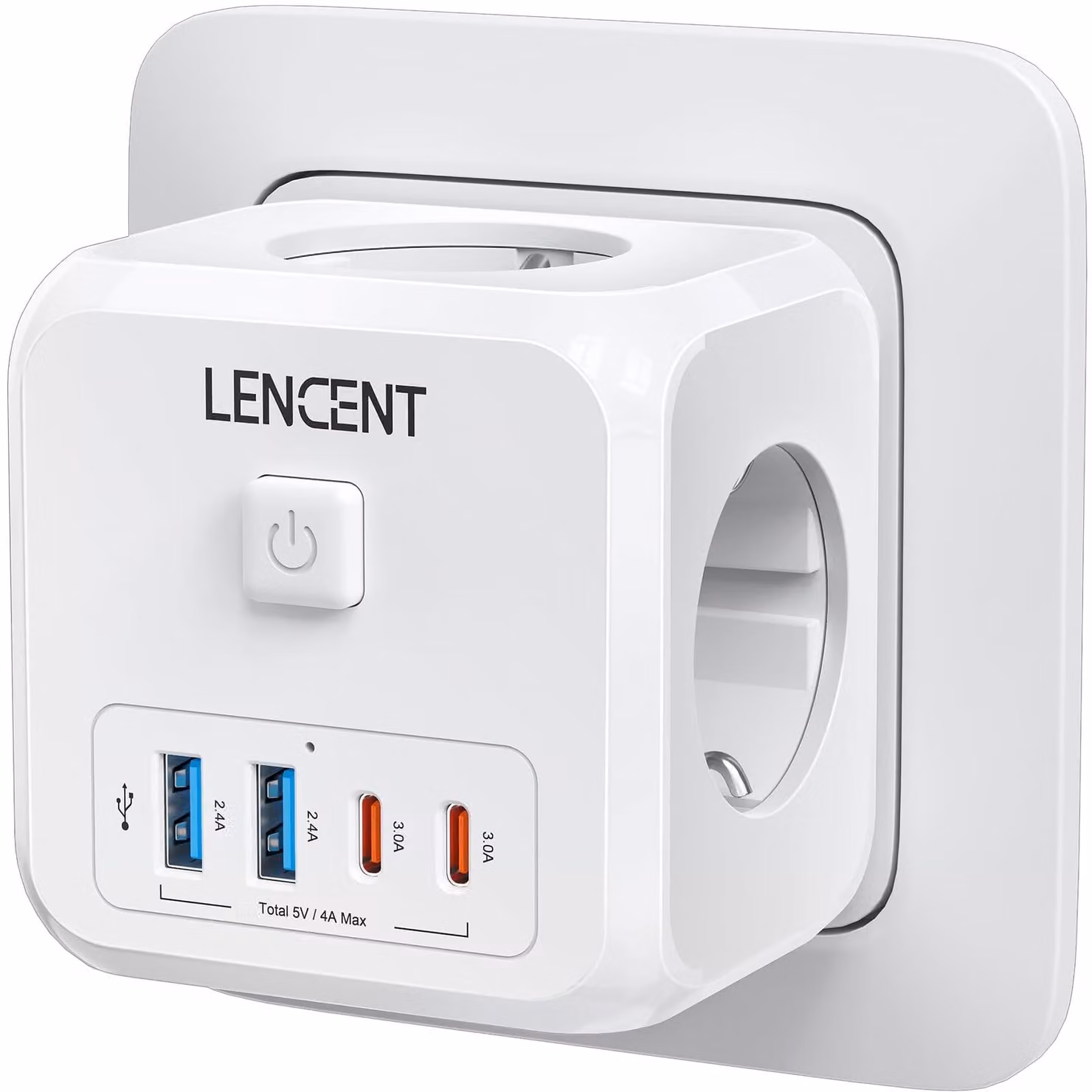 Multipresa cubo 7 in 1 - 3 prese - 2 USB - 2 USB-C - 4000 W - Bianco
