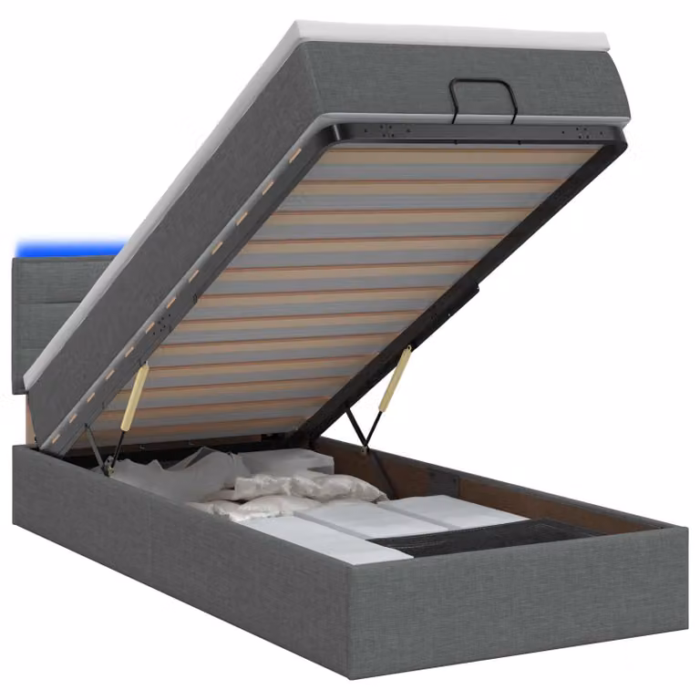 vidaXL Panca-letto con materasso e luci LED, grigio scuro, 100 x 200 cm, tessuto