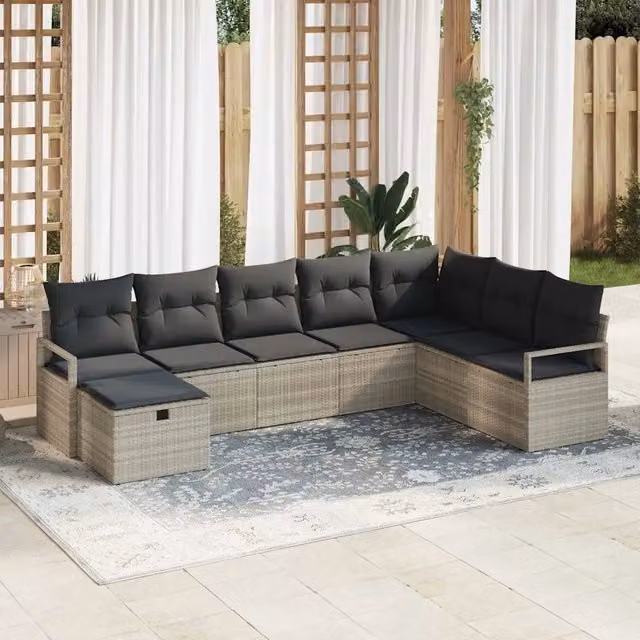 Set di divani con cuscino Grigio chiaro polyrattan 3359231