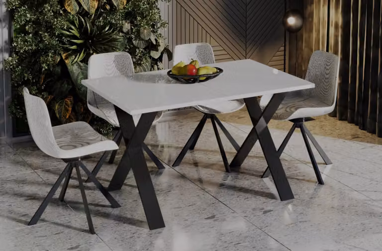 Tavolo pieghevole X 130(210)x80 bianco lucido