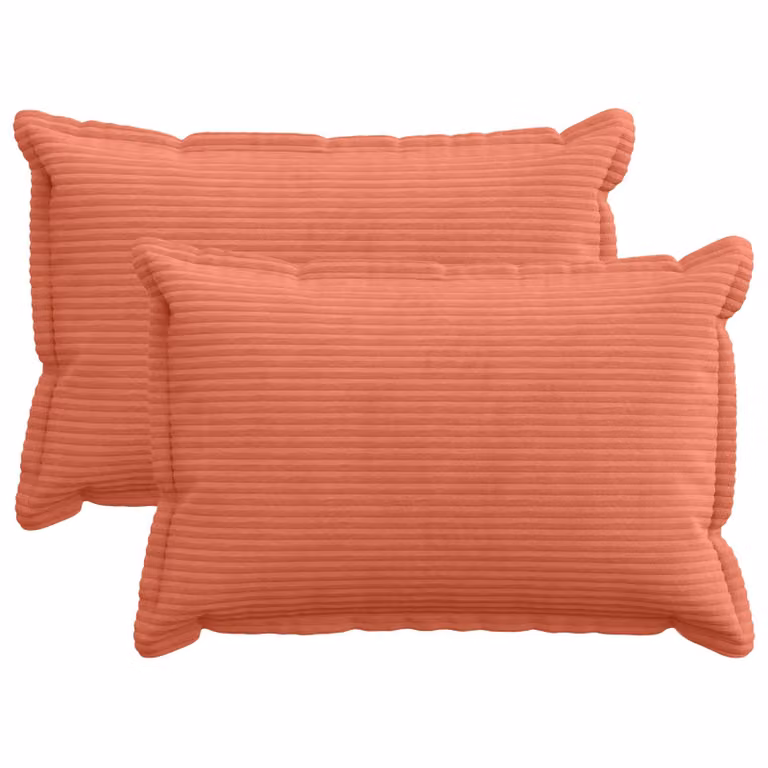 Set di 2 federe vidaXL HOUTEN in velluto a coste, colore rosso arancio, 50 x 70 cm