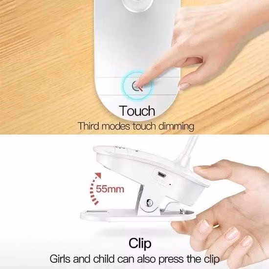 Lampada da lettura - Alimentata a batteria - Si aggancia al letto - 1 pezzo - Nero - Plastica