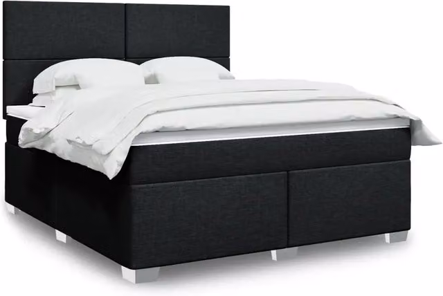 Letto Ibrido vidaXL con Giroletto a Molle e Materasso Nero in Tessuto L 180 x P 200 cm – 1