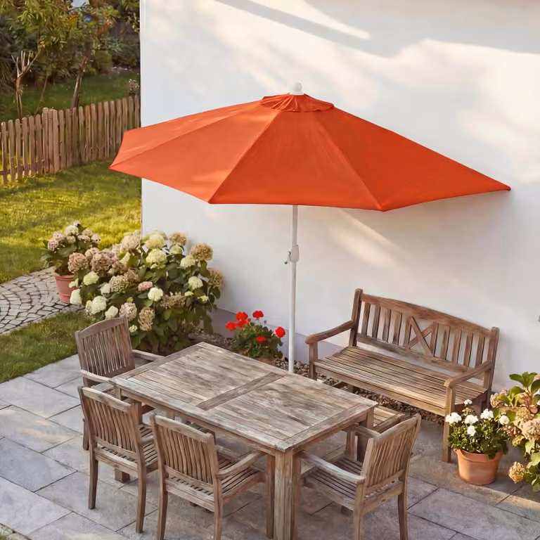 Ombrellone Parla, ombrellone da balcone, poliestere/alluminio UV 50+ 3kg ~ 300cm terracotta senza supporto