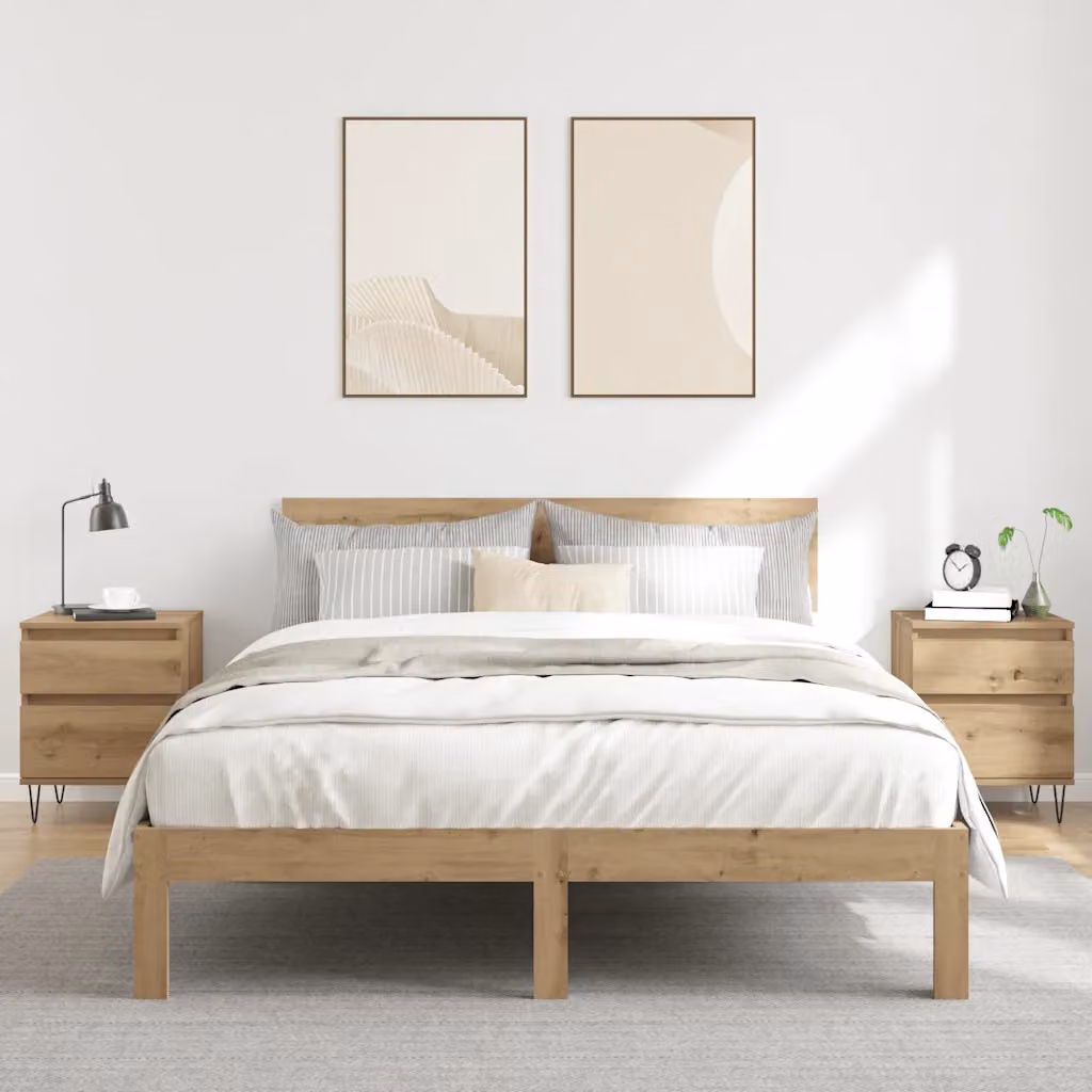 Set di 2 comodini vidaXL in legno e metallo marrone moderno da appendere alla parete L 40 x P 35 x H 50 cm