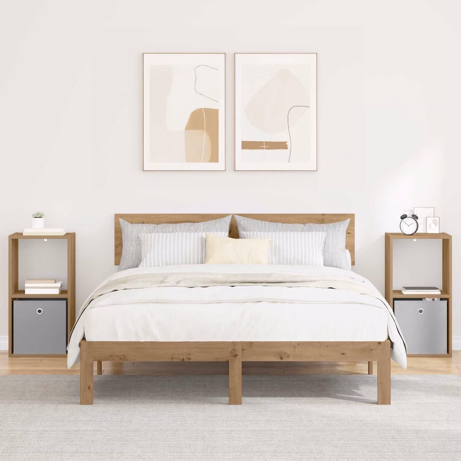 Set di 2 comodini moderni vidaXL in rovere marrone L/P/H: 35 x 32 x 68,5 cm