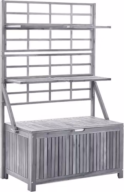 Contenitore con Traliccio Grigio 99x55x160 cm in Legno Acacia CFW6339154