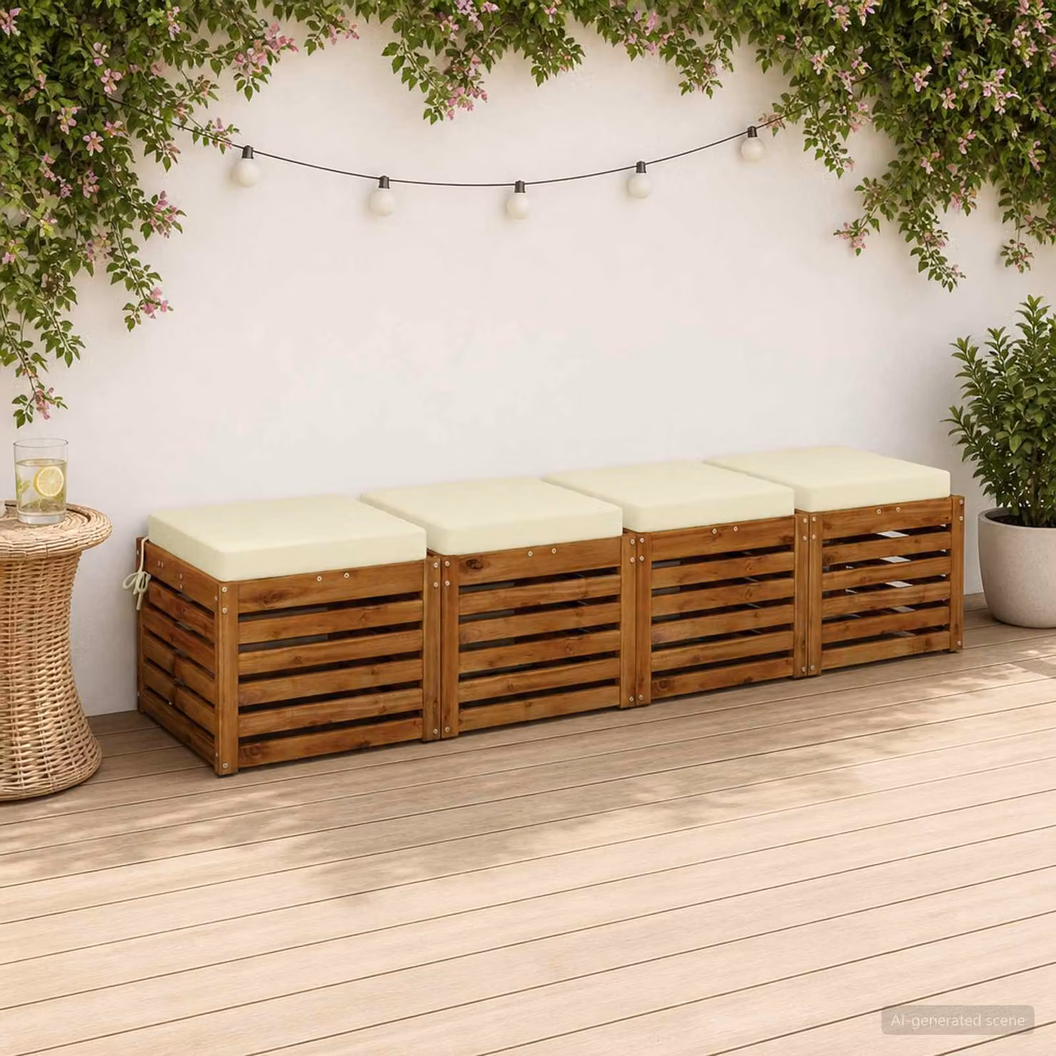 Set di 4 cuscini per sedia vidaXL in poliestere beige con rivestimento lavabile e resistente ai raggi UV