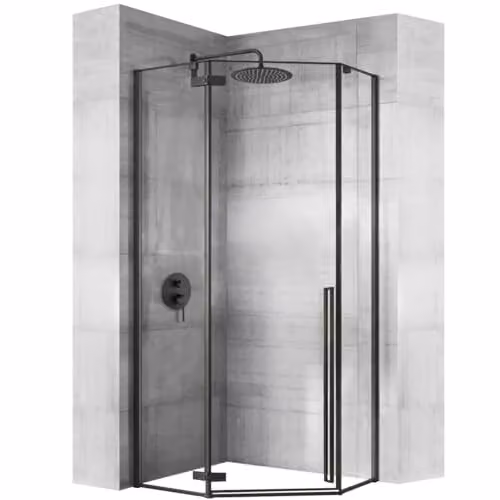 Rea - Box Doccia Diamond Nero 80X80X195 cm Vetro Di Sicurezza Temperato Trasparente 6mm (Nero) Senza Piatto Doccia