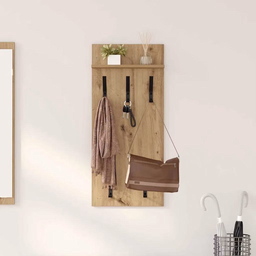 Appendiabiti a muro moderno vidaXL in legno marrone L 40 cm x P 10 cm x H 90 cm