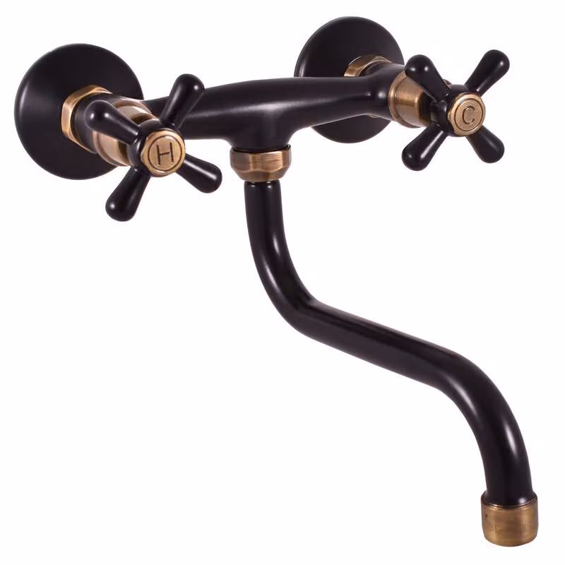 Miscelatore per lavabo MORAVA RETRO, Colore: nero opaco/ottone vecchio, Dimensioni: 100 mm (MK101.0/21CMATSM)