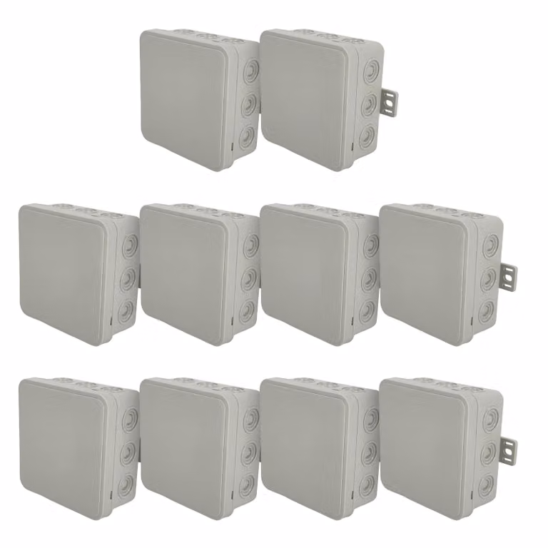 10x Scatola di derivazione flessibile per montaggio a superficie 100x100x41mm IP54 12 ingressi cavi a scatto con aperture a bussola grigio V7 EDO777919 EDO Technic