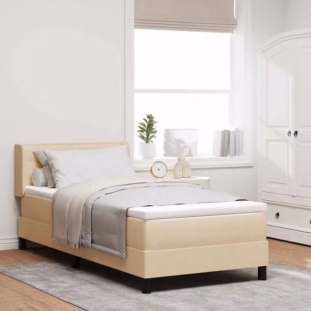 Letto a molle con testiera vidaXL in tessuto beige L: 200 cm, P: 80 cm, H: 40 cm – 1