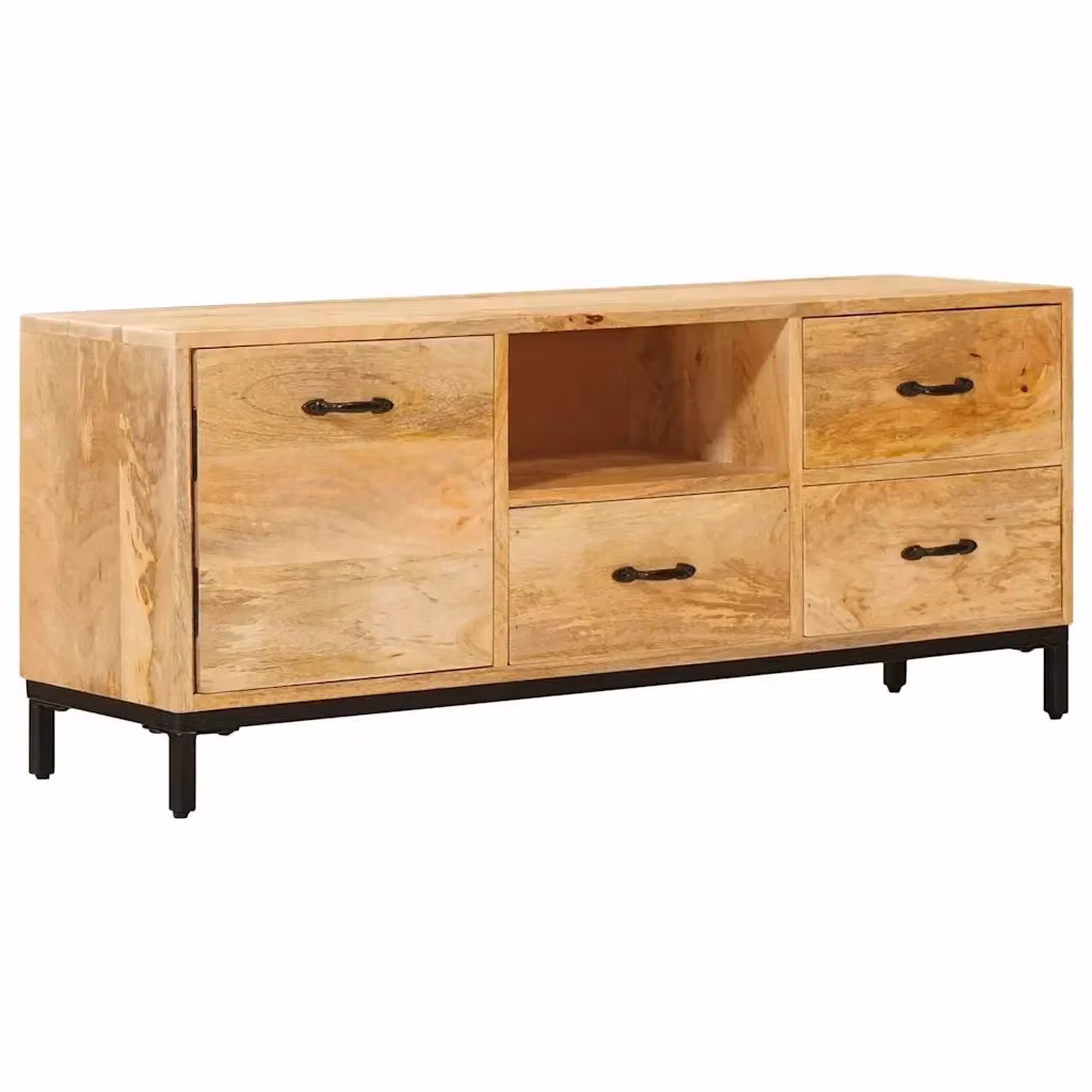 Mobile TV moderno vidaXL in legno di mango marrone con cassetto L: 110 cm, P: 30 cm, H: 46 cm – 2
