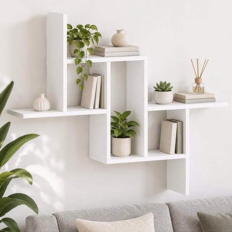 Scaffale da parete moderno vidaXL in legno bianco L: 87 cm, P: 17 cm, H: 75 cm