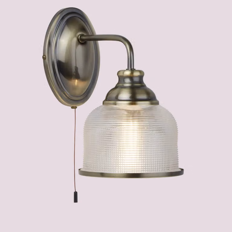 Searchlight Applique da parete Bistro II, Bronzo / Ottone antico, Soggiorno / Sala da pranzo, Vetro, Antico, Applique