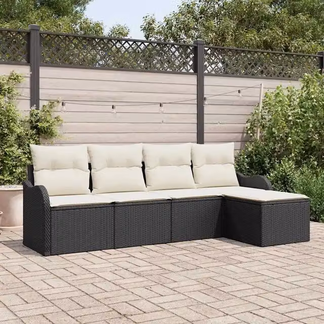 Set Divano da Giardino 5 pz Nero polyrattan 3345657