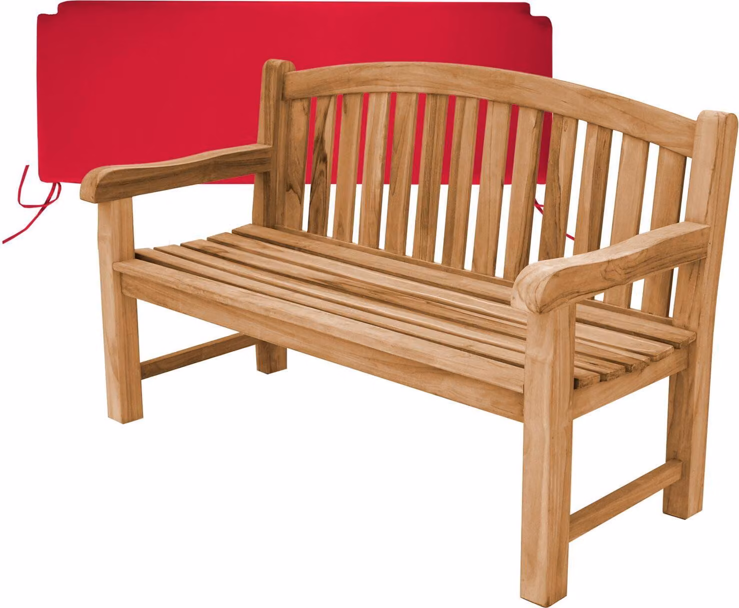 Panchina da giardino in teak extraforte Bari 150cm + cuscino di seduta rosso