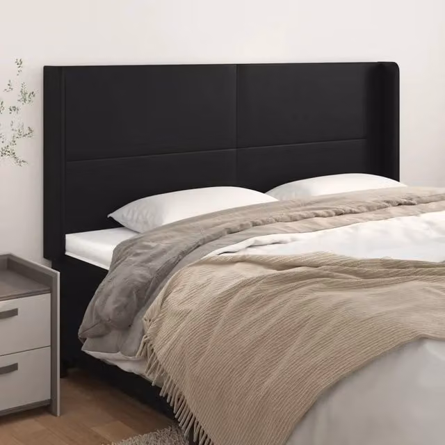 Testiera con Orecchie Design Mania in Similpelle Nera L: 163 cm, P: 16 cm, H: 118/128 cm – 1