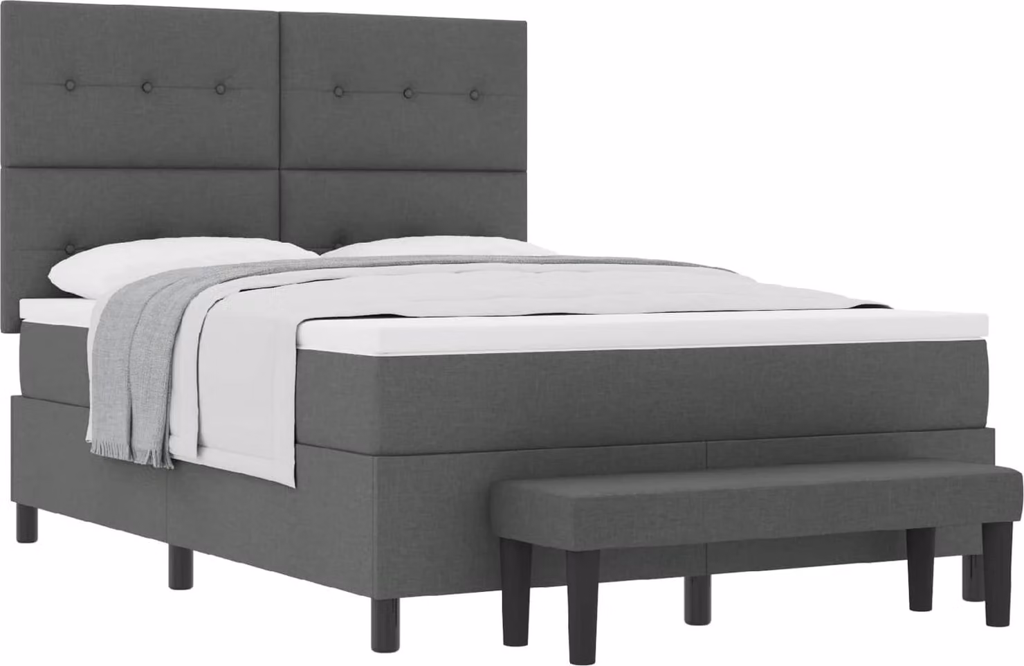 Letto a molle con cuscino Grigio scuro 160 x 200 cm Tessuto