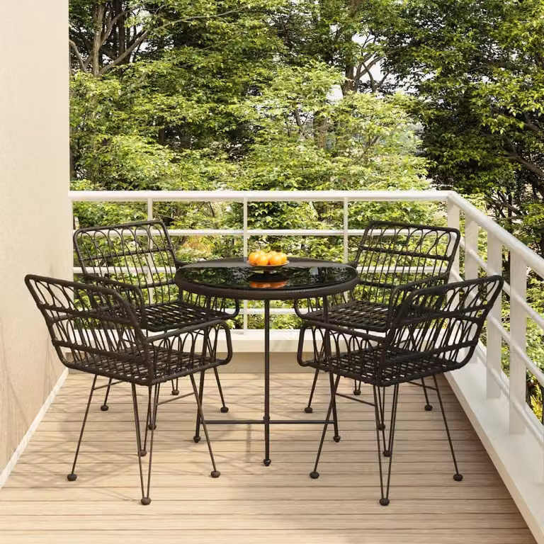 Maison Exclusive - Set da pranzo da giardino 5 pezzi in polyrattan nero