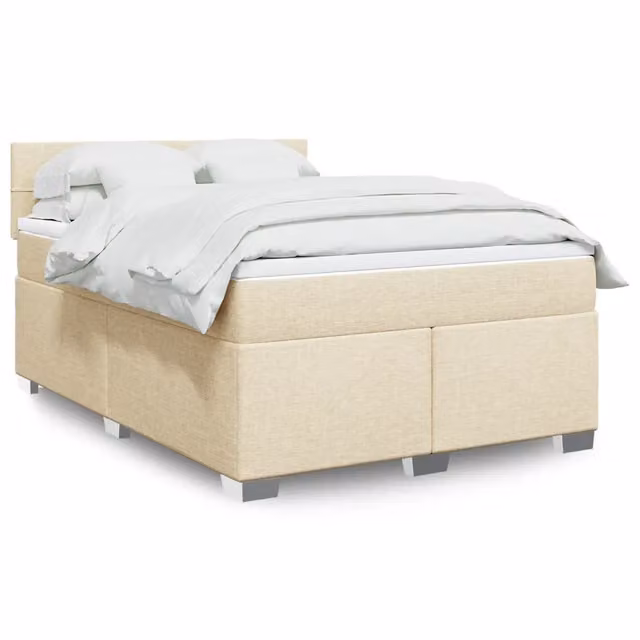 Giroletto a Molle con Materasso Crema 140x19 cm in Tessuto 3288188