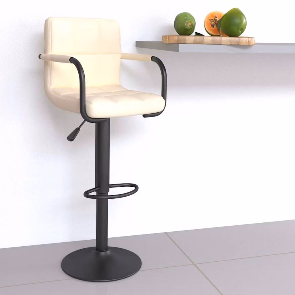 Sgabello da bar vidaXL moderno con seduta girevole a 360 gradi in tessuto e similpelle beige e nero
