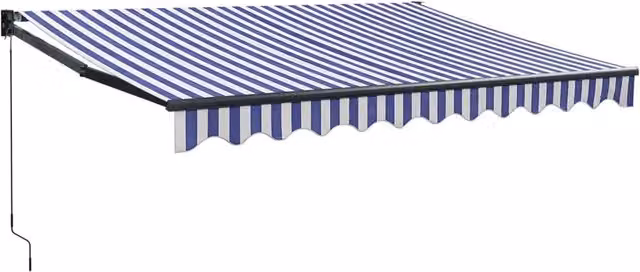 Tenda Sole | Tenda parasole Retrattile Blu e Bianca 3,5x2,5m Tessuto e Alluminio