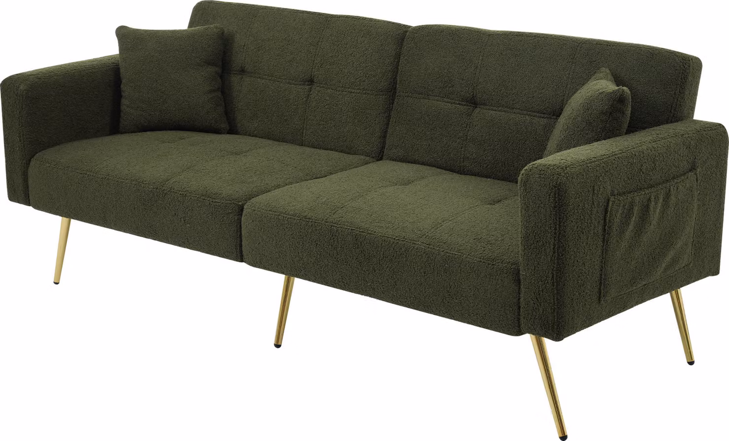 MODFU Letto pieghevole con funzione letto, Letto per ospiti con cuscini e tasche portaoggetti laterali, Verde