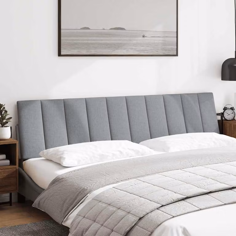 vidaXL Cuscino Testiera Hanko Grigio Chiaro 200 cm in Tessuto