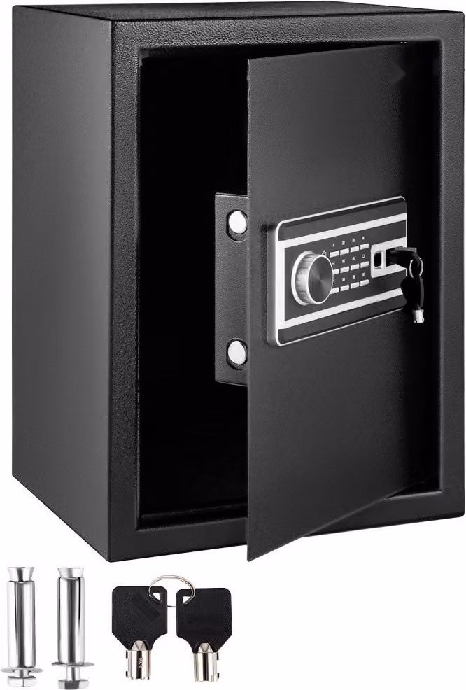 Cassaforte di sicurezza da 2,1 piedi cubi - cassaforte per mobili con capacità di carico di 17 kg - cassaforte a muro nera antipolvere - chiave digitale con codice a impronte digitali - 4 sistemi di chiusura - cassaforte di sicurezza per hotel e ufficio